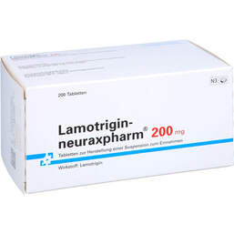 Abbildung: Lamotrigin neuraxpharm 200 mg Tabletten 200 St, Tablette zur Herstellung einer Suspension zum Einnehmen PZN 00947886