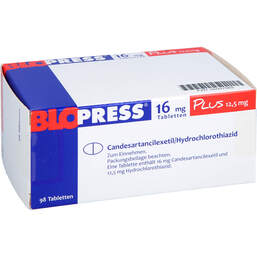 Abbildung: Blopress 16 mg plus 12,5 mg Tabletten 98 St, Tabletten PZN 00947969