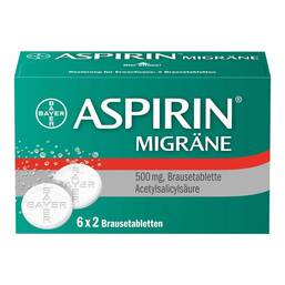 Abbildung: Aspirin Migräne Brausetabletten 12 St, Brausetabletten PZN 00958281