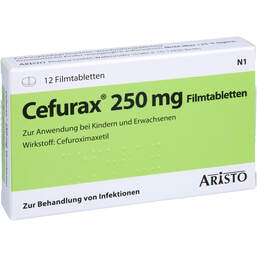 Abbildung: Cefurax 250 mg Filmtabletten 12 St, Filmtabletten PZN 00964152