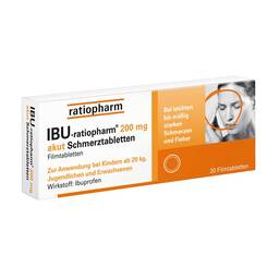 Abbildung: Ibu Ratiopharm 200 mg akut Schmerztbl. Filmtabletten Filmtabletten, 20 St PZN 00984723