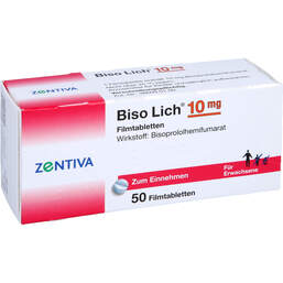 Abbildung: Bisolich 10 mg Filmtabletten 50 St, Filmtabletten PZN 00992875