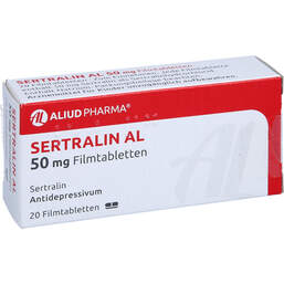 Abbildung: Sertralin AL 50 mg Filmtabletten 20 St, Filmtabletten PZN 00993739