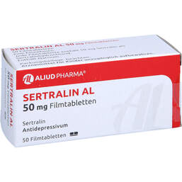 Abbildung: Sertralin AL 50 mg Filmtabletten 50 St, Filmtabletten PZN 00993745