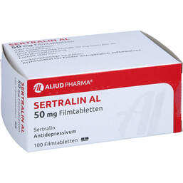 Abbildung: Sertralin AL 50 mg Filmtabletten 100 St, Filmtabletten PZN 00993751