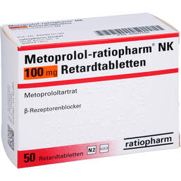 Abbildung: Metoprolol ratiopharm NK 100 mg Retardtabletten 50 St, Retard-Tabletten PZN 00997594