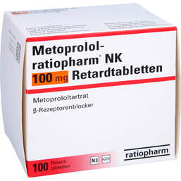 Abbildung: Metoprolol ratiopharm NK 100 mg Retardtabletten 100 St, Retard-Tabletten PZN 00997631