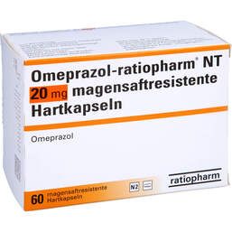 Abbildung: Omeprazol Ratiopharm NT 20 mg magensaftresistent Hartkapseln 60 St, Kapseln magensaftresistent PZN 01010615