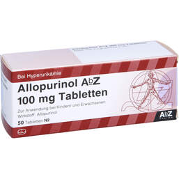 Abbildung: Allopurinol AbZ 100 mg Tabletten 50 St, Tabletten PZN 01014607
