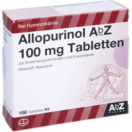 Abbildung: Allopurinol AbZ 100 mg Tabletten 100 St, Tabletten PZN 01014613