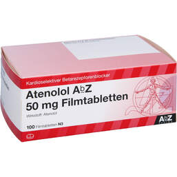 Abbildung: Atenolol AbZ 50 mg Filmtabletten 100 St, Filmtabletten PZN 01014731
