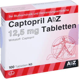 Abbildung: Captopril AbZ 12,5 mg Tabletten 100 St, Tabletten PZN 01015110