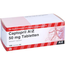 Abbildung: Captopril AbZ 50 mg Tabletten 100 St, Tabletten PZN 01015239