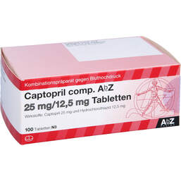 Abbildung: Captopril comp. AbZ 25 mg / 12,5 mg Tabletten 100 St, Tabletten PZN 01015280