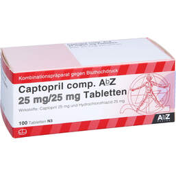 Abbildung: Captopril comp. AbZ 25 mg / 25 mg Tabletten 100 St, Tabletten PZN 01015305
