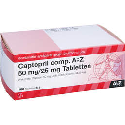 Abbildung: Captopril comp. AbZ 50 mg / 25 mg Tabletten 100 St, Tabletten PZN 01015328