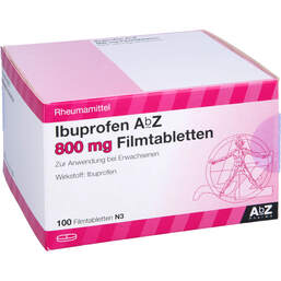 Abbildung: Ibuprofen AbZ 800 mg Filmtabletten 100 St, Filmtabletten PZN 01016150
