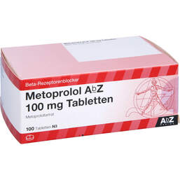 Abbildung: Metoprolol AbZ 100 mg Tabletten 100 St, Tabletten PZN 01016428