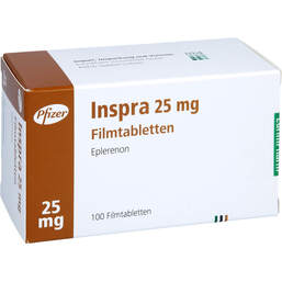 Abbildung: Inspra 25 mg Filmtabletten 100 St, Filmtabletten PZN 01016894