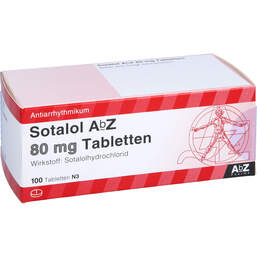 Abbildung: Sotalol AbZ 80 mg Tabletten 100 St, Tabletten PZN 01016983