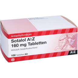 Abbildung: Sotalol AbZ 160 mg Tabletten 100 St, Tabletten PZN 01017008