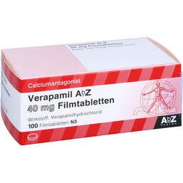 Abbildung: Verapamil AbZ 40 mg Filmtabletten 100 St, Filmtabletten PZN 01017209