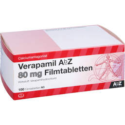 Abbildung: Verapamil AbZ 80 mg Filmtabletten 100 St, Filmtabletten PZN 01017221