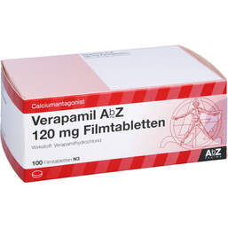 Abbildung: Verapamil AbZ 120 mg Filmtabletten 100 St, Filmtabletten PZN 01017238
