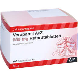Abbildung: Verapamil AbZ 240 mg Retardtabletten 100 St, Retard-Tabletten PZN 01017250