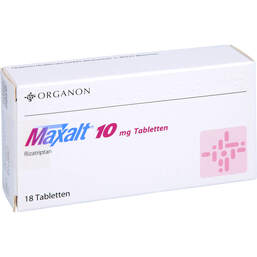 Abbildung: Maxalt 10 mg Tabletten 18 St, Tabletten PZN 01018143