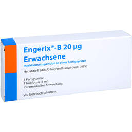 Abbildung: Engerix B Erwachsene Injektionssuspension in einer Fertigspritze 1 St, Injektionssuspension PZN 01018203