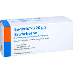 Abbildung: Engerix B Erwachsene Injektionssuspension in einer Fertigspritze 3 St, Injektionssuspension PZN 01018255