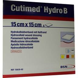 Abbildung: Cutimed Hydro B Hydrok.Ver.15x15cm mit Haftrand 5 St, Kompressen PZN 01021412