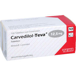 Abbildung: Carvedilol Teva 12,5 mg Tabletten 100 St, Tabletten PZN 01021688