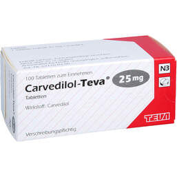 Abbildung: Carvedilol Teva 25 mg Tabletten 100 St, Tabletten PZN 01021719