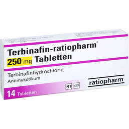 Abbildung: Terbinafin ratiopharm 250 mg Tabletten 14 St, Tabletten PZN 01024675