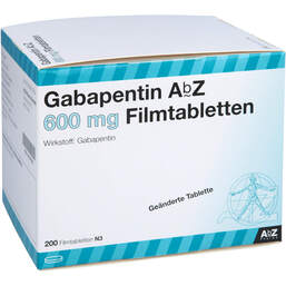 Abbildung: Gabapentin AbZ 600 mg Filmtabletten 200 St, Filmtabletten PZN 01027538