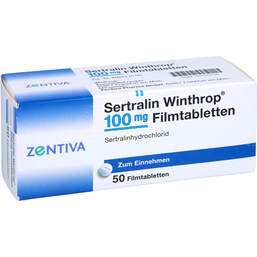 Abbildung: Sertralin Winthrop 100 mg Filmtabletten 50 St, Filmtabletten PZN 01028756