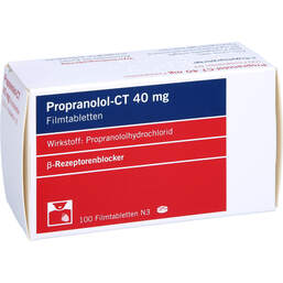 Abbildung: Propranolol-CT 40 mg Filmtabletten 100 St, Filmtabletten PZN 01030569
