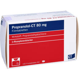 Abbildung: Propranolol-CT 80 mg Filmtabletten 100 St, Filmtabletten PZN 01030581