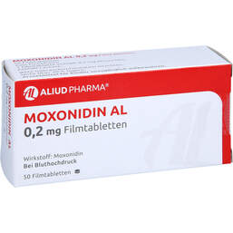 Abbildung: Moxonidin AL 0,2 mg Filmtabletten 50 St, Filmtabletten PZN 01035928