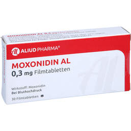 Abbildung: Moxonidin AL 0,3 mg Filmtabletten 30 St, Filmtabletten PZN 01036135