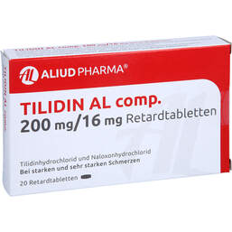 Abbildung: Tilidin AL comp.200 mg / 16 mg Retardtabletten 20 St, Retard-Tabletten PZN 01039033
