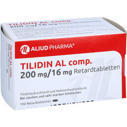 Abbildung: Tilidin AL comp.200 mg / 16 mg Retardtabletten 100 St, Retard-Tabletten PZN 01039062