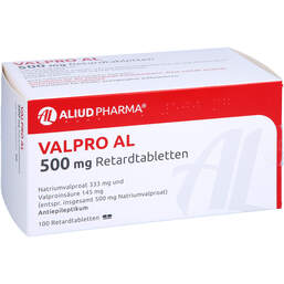 Abbildung: Valpro AL 500 mg Retardtable 100 St, Retard-Tabletten PZN 01039122