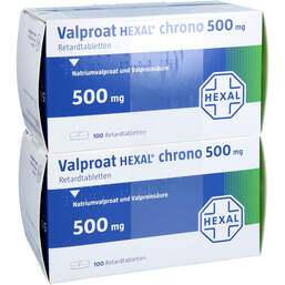 Abbildung: Valproat Hexal chrono 500 mg Retardtabletten 2X100 St, Retard-Tabletten PZN 01044117