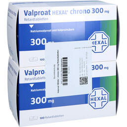 Abbildung: Valproat Hexal chrono 300 mg Retardtabletten 2X100 St, Retard-Tabletten PZN 01044152