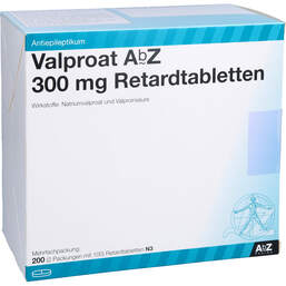 Abbildung: Valproat AbZ 300 mg Retardtabletten 200 St, Retard-Tabletten PZN 01048546
