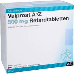 Abbildung: Valproat AbZ 500 mg Retardtabletten 200 St, Retard-Tabletten PZN 01048569