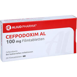 Abbildung: Cefpodoxim AL 100 mg Filmtabletten 20 St, Filmtabletten PZN 01053398